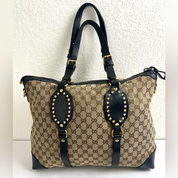 Gucci GG Supreme Canvas Studded Patti Tote with Leather Trim - Picture 3 of 16